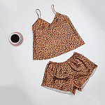 Комплект женский пижамный, топ+шорты (Леопард)
